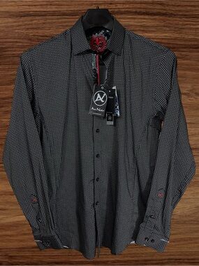 Au Noir Men’s Black Long Sleeve Button Down. Comfort Stretch. Size 3/Medium